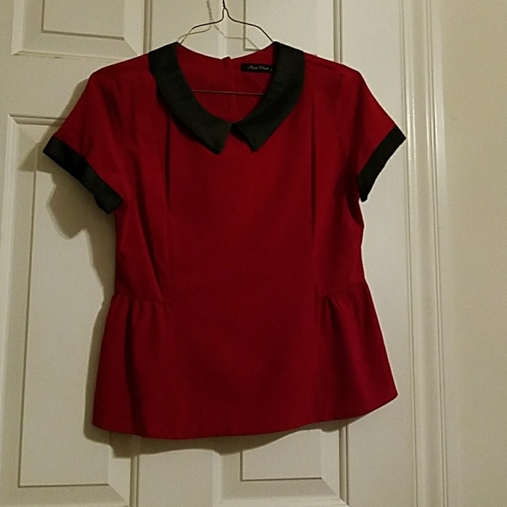 Red Short Sleeve Blouse