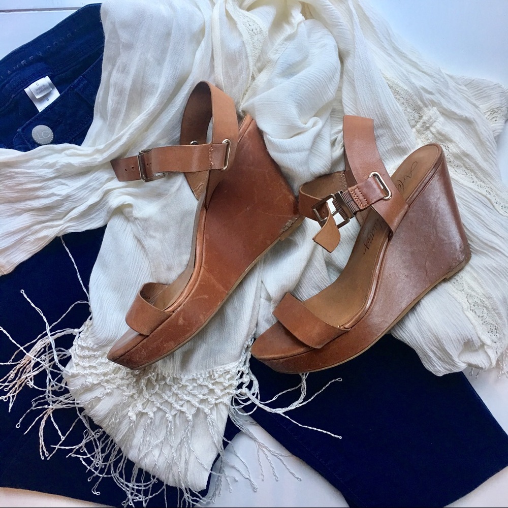 Medium Brown Faux Leather Wedges!