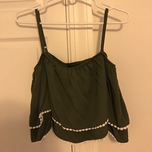 Green Ruffled Crop Top