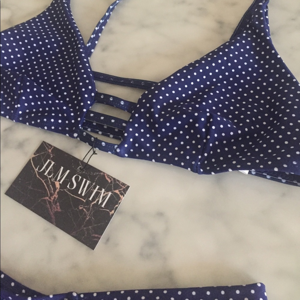 • Blue & White Polka Dot Bikini • - Picture 4 of 4