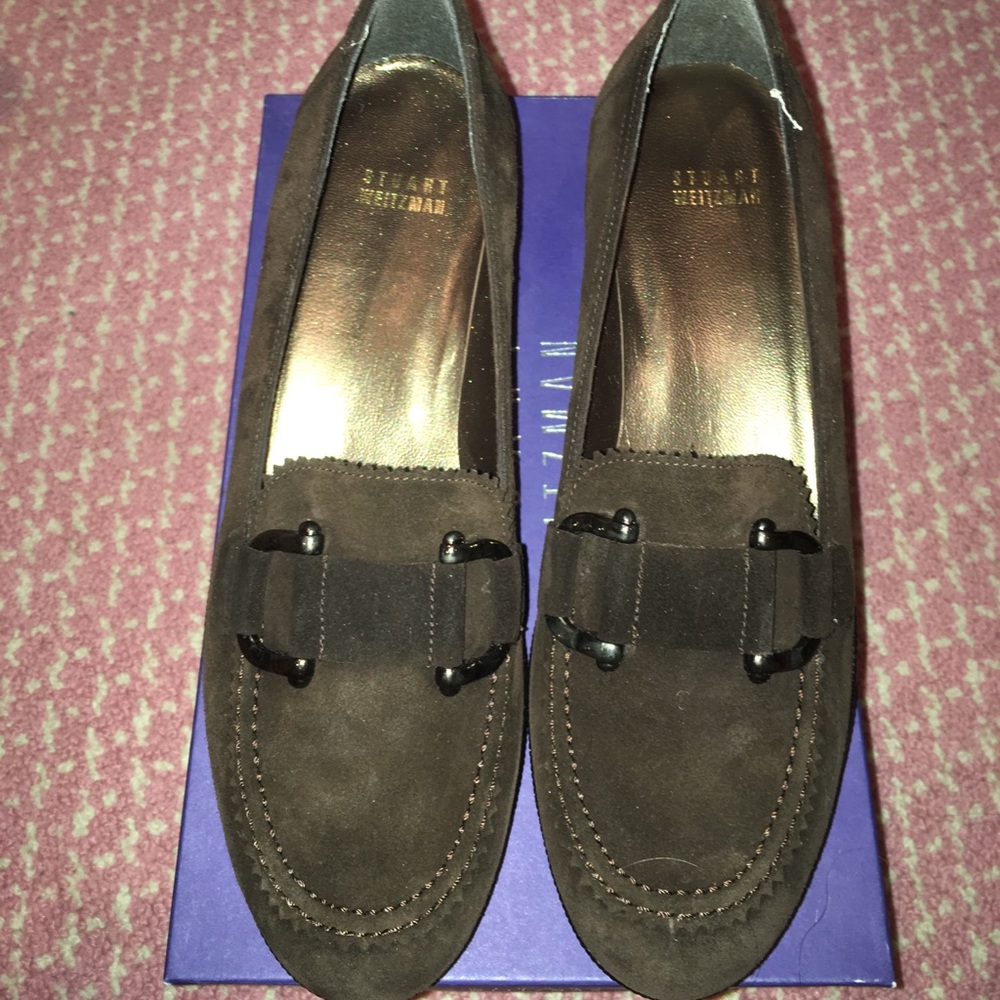 Stuart Weitzman brown platform loafers size 8.5