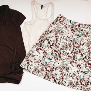 MERONA, linen print midi skirt