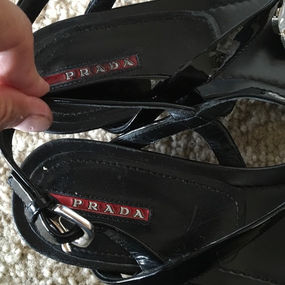 PRADA🔆🔆🔆SOLD🔆🔆🔆sandal small wedge Patent❣️ - Picture 7 of 7