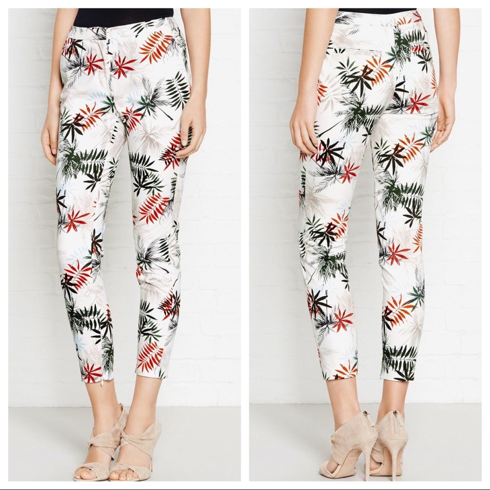 Reiss // Ankle Zip Trouser Pants Palm Leaf
