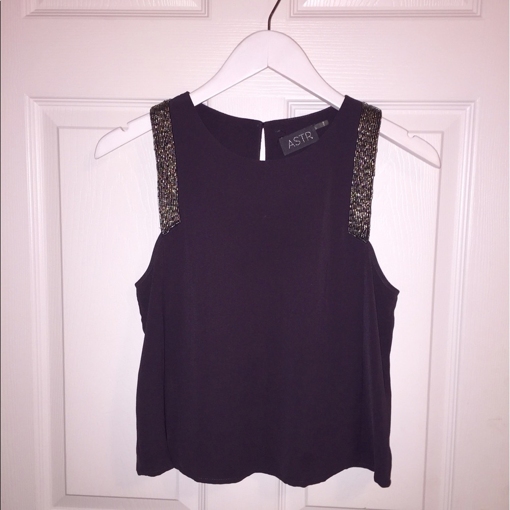 Astr the Label charcoal beaded tank