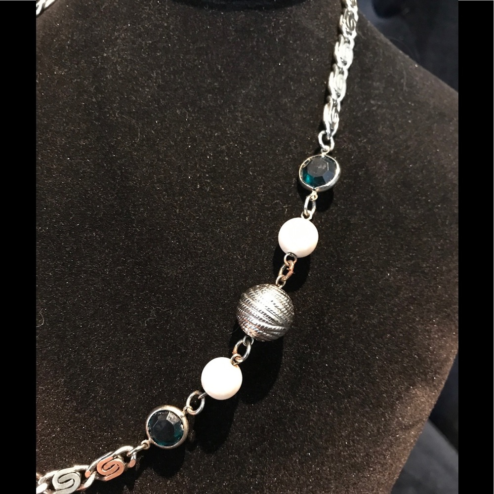 Vintage beaded and silver necklace.