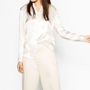 Zara White Sateen Blouse