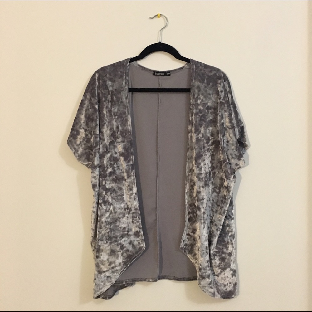Silver Crushed Velvet Kimono
