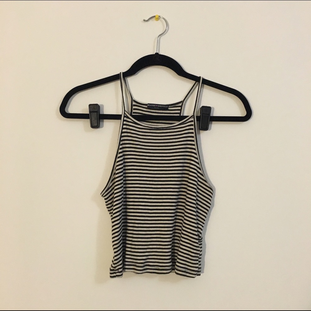 Brandy Melville black and white striped tank top