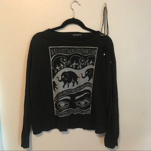Black Long Sleeve Print Shirt