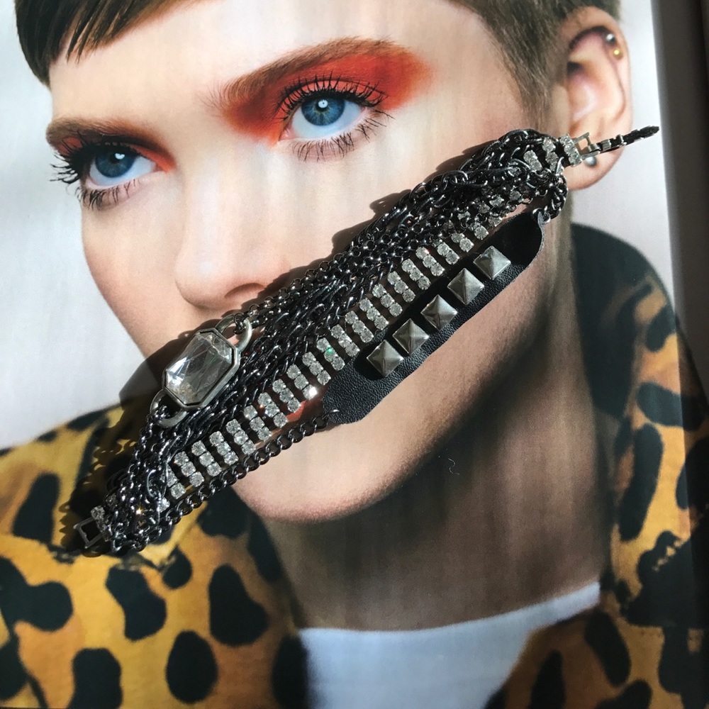 Rhinestone & chain bracelet