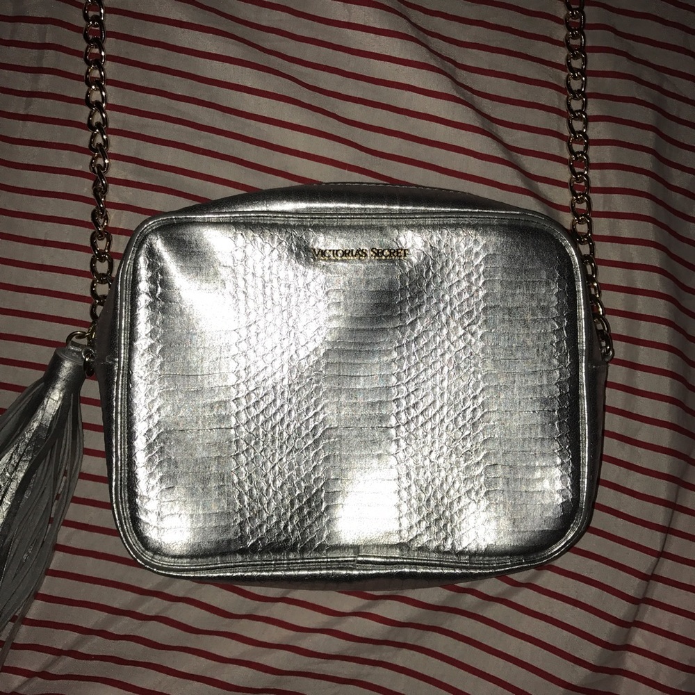 Silver snakeskin cross body