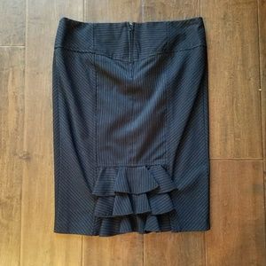 Ruffle Back Pinstripe Skirt