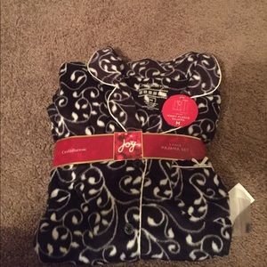 Black and white minky fleece pajama set