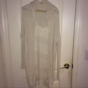 Long White hooded cardigan