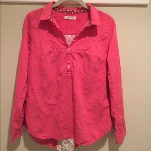 Long sleeve pink button down with beautiful back