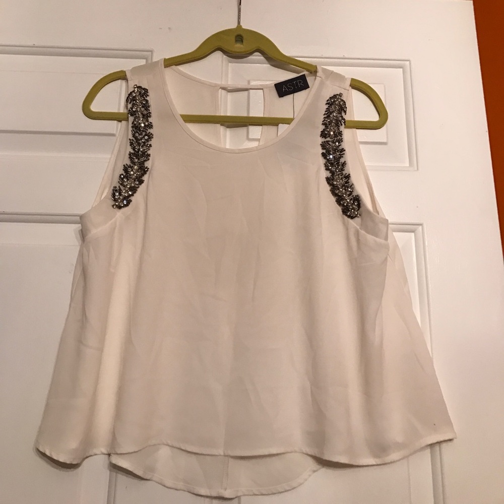 Nordstrom Cream Rhinestone Tank