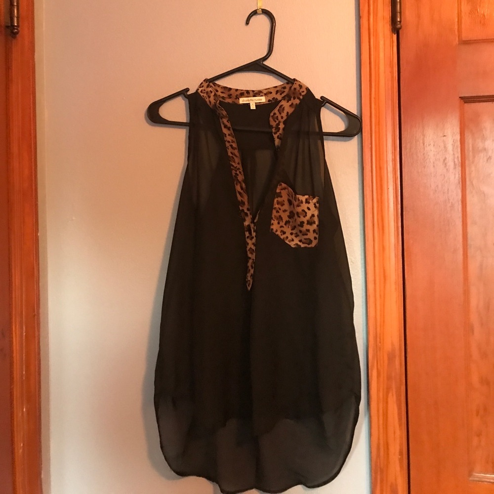 Black sheer cheetah print tank!