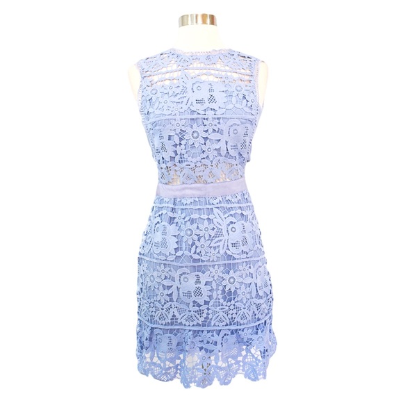 Blue A Line Crochet Lace Dress - Picture 5 of 7