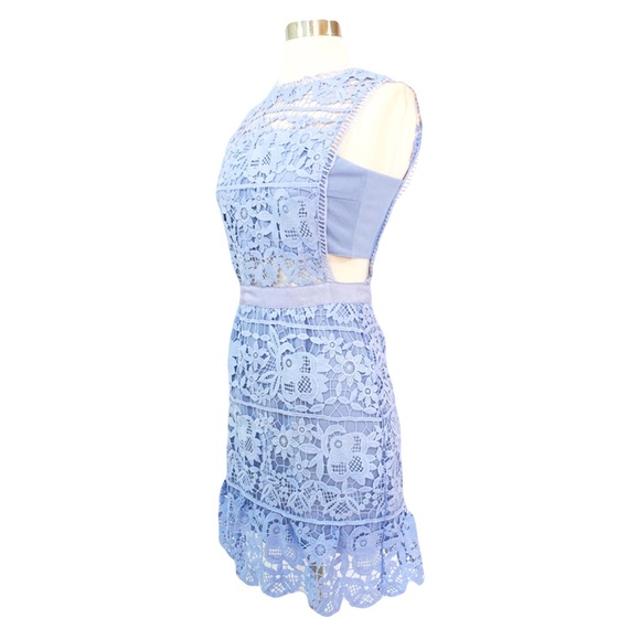 Blue A Line Crochet Lace Dress - Picture 6 of 7