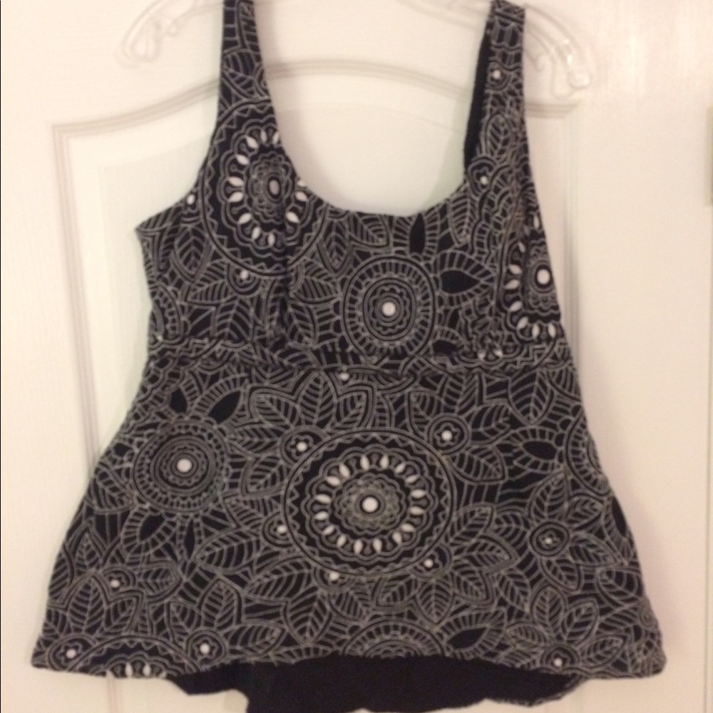 Black with white embroidered Top