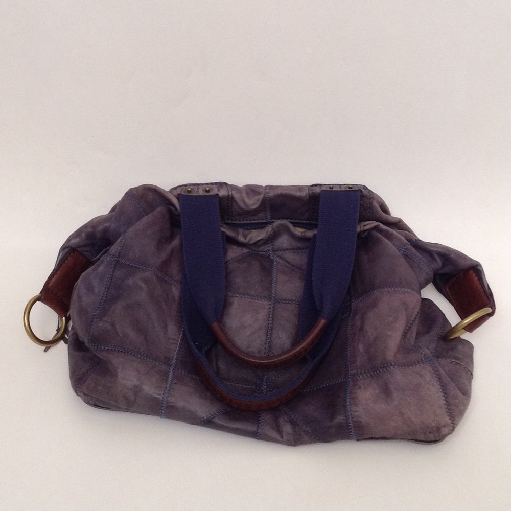 Blue Soft Leather Hobo Handbag