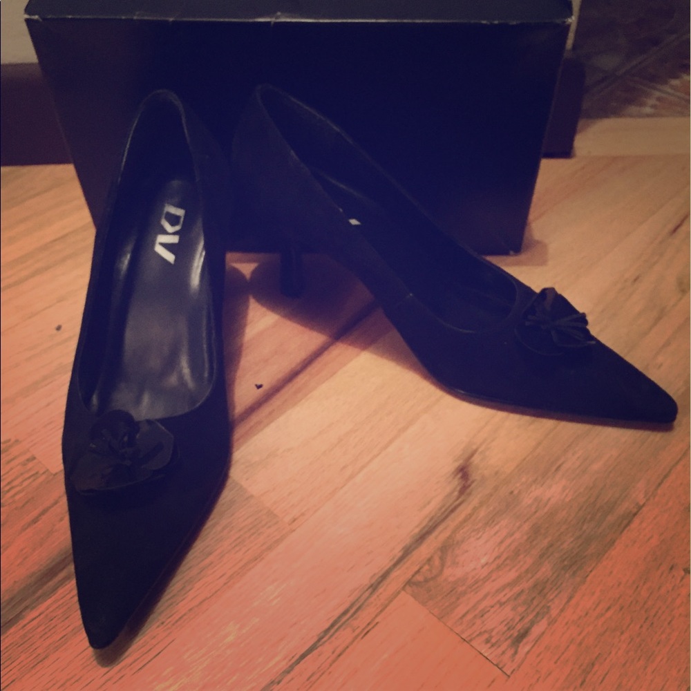 Black suede pumps