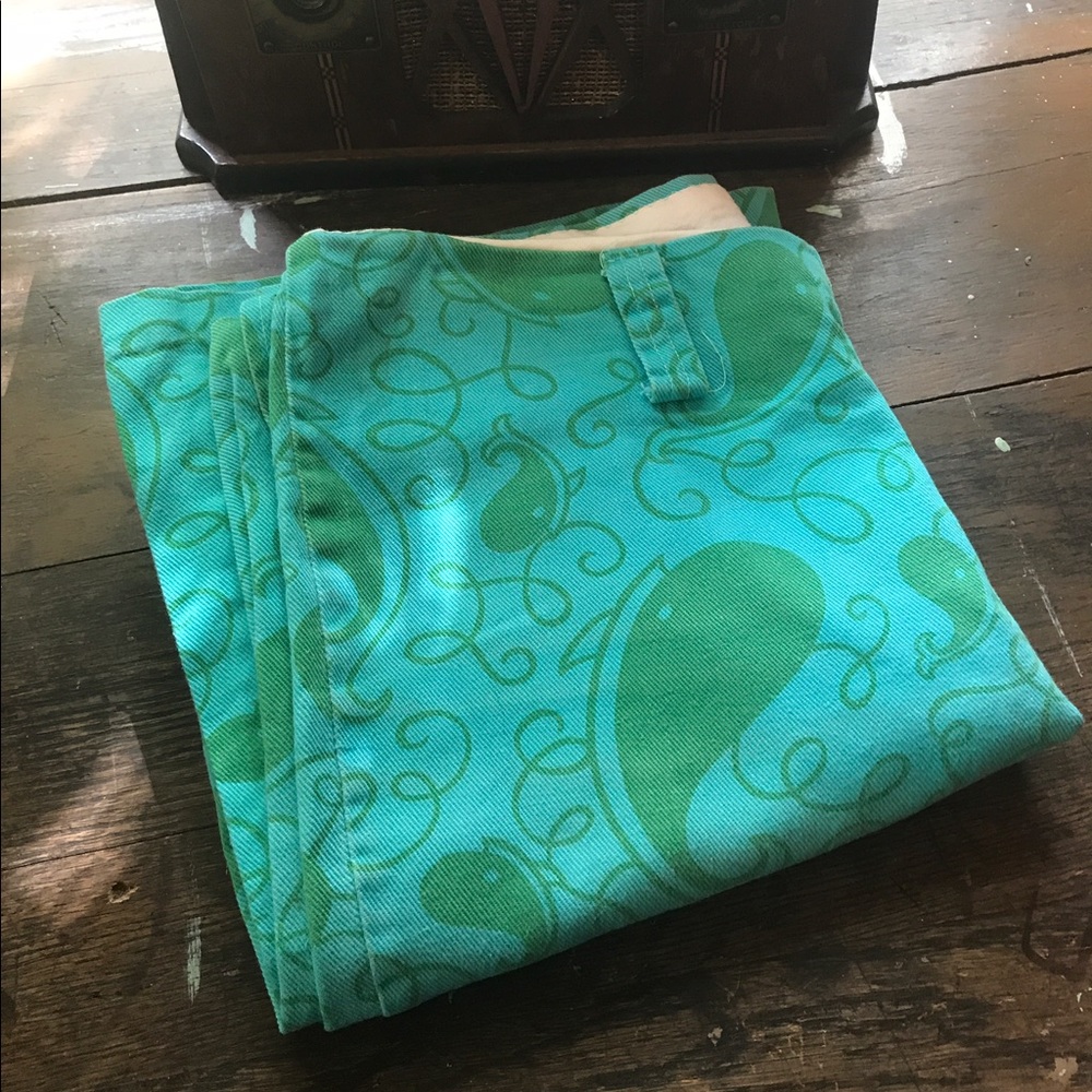 Vintage 60's Green & Turquoise Paisley Jeans