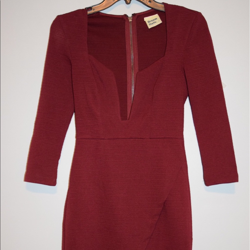 LF Maroon asymmetrical dress