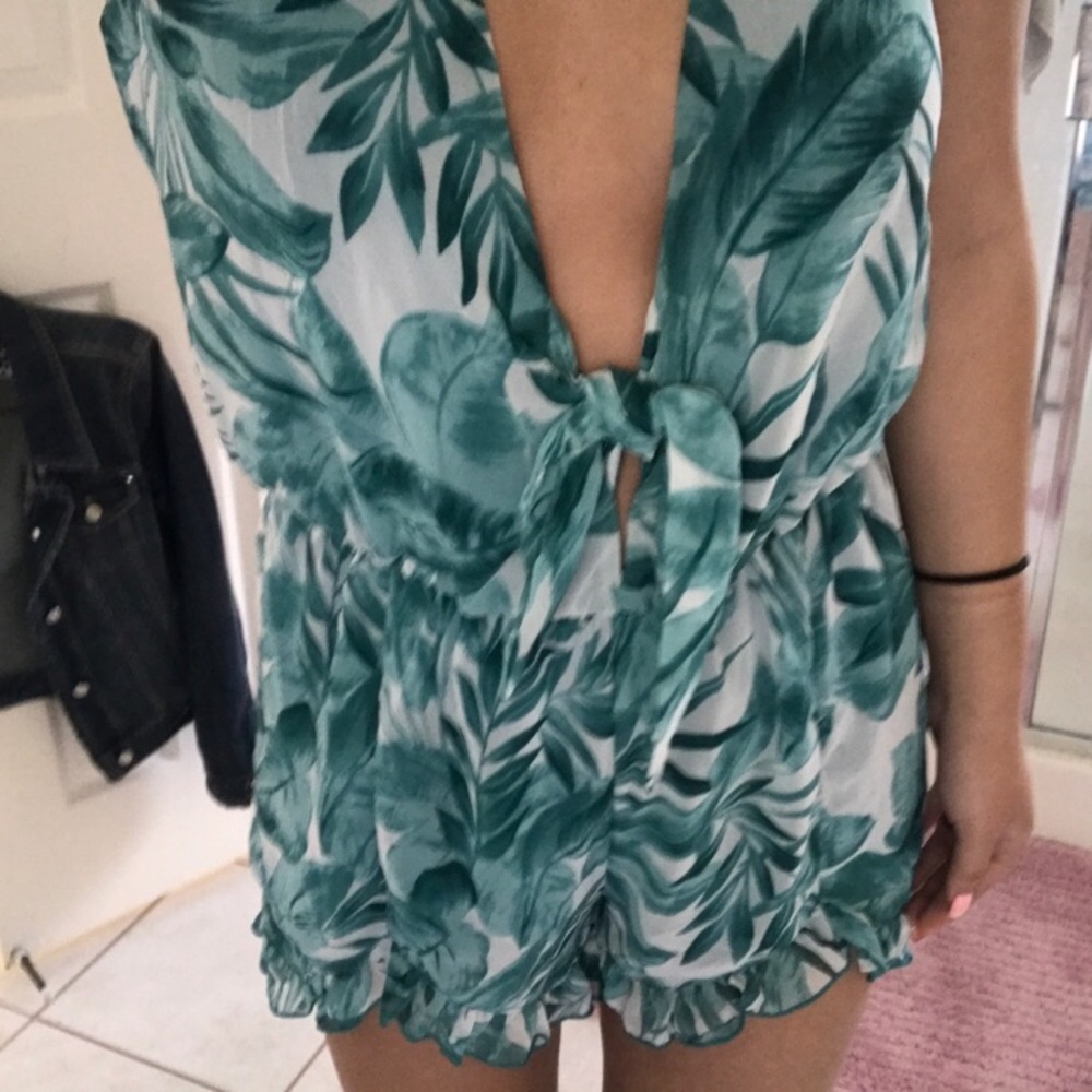 Tropical Romper With Deep V