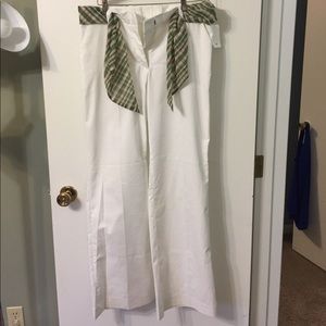 H&M wide leg white pants with scarf belt