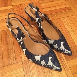 Navy & White Slingbacks