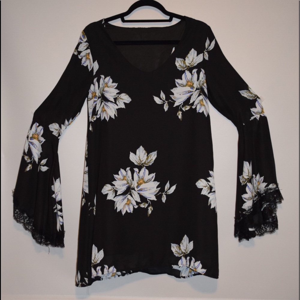 Black and blue floral summer dress