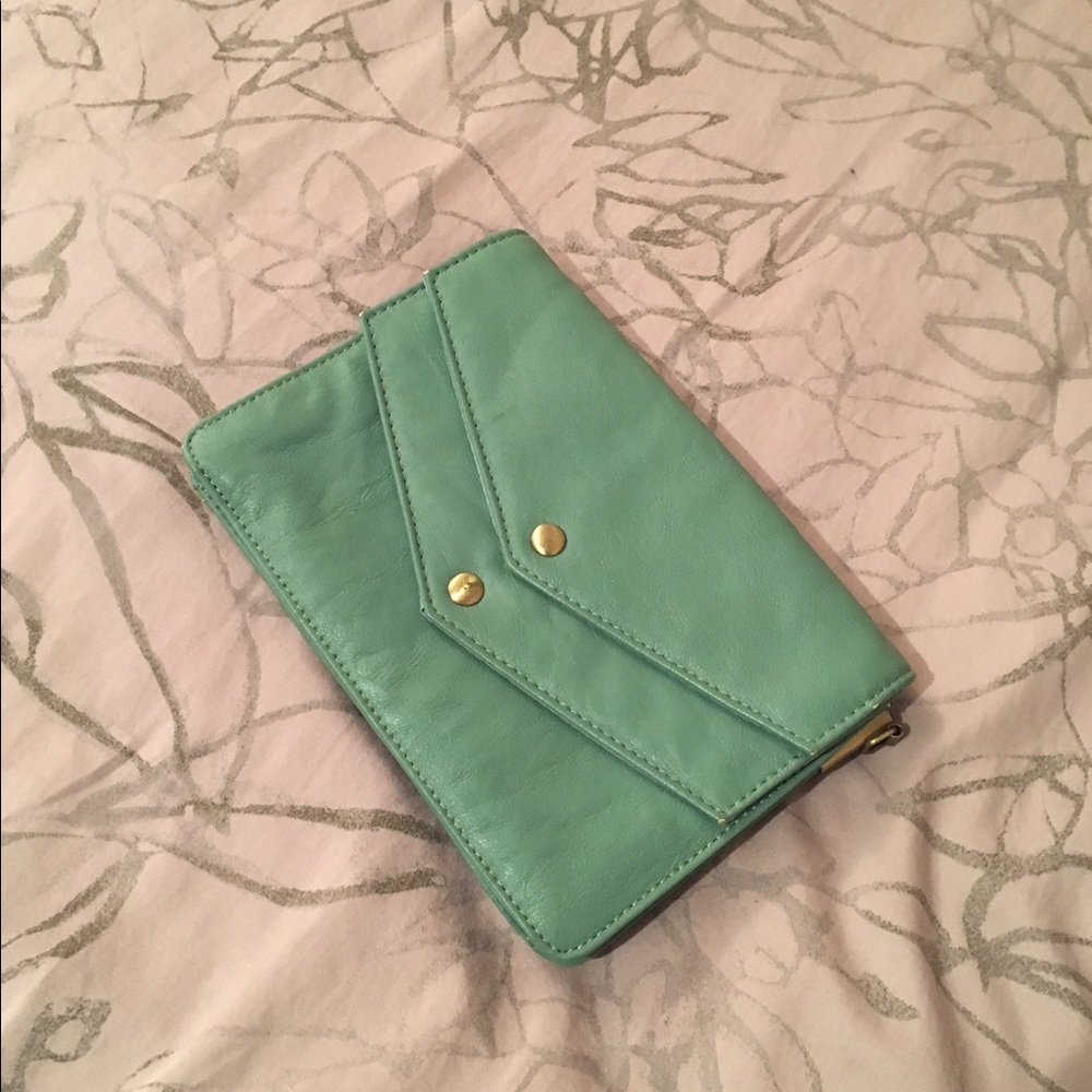 Deena & Ozzy Teal Leather Crossbody Bag