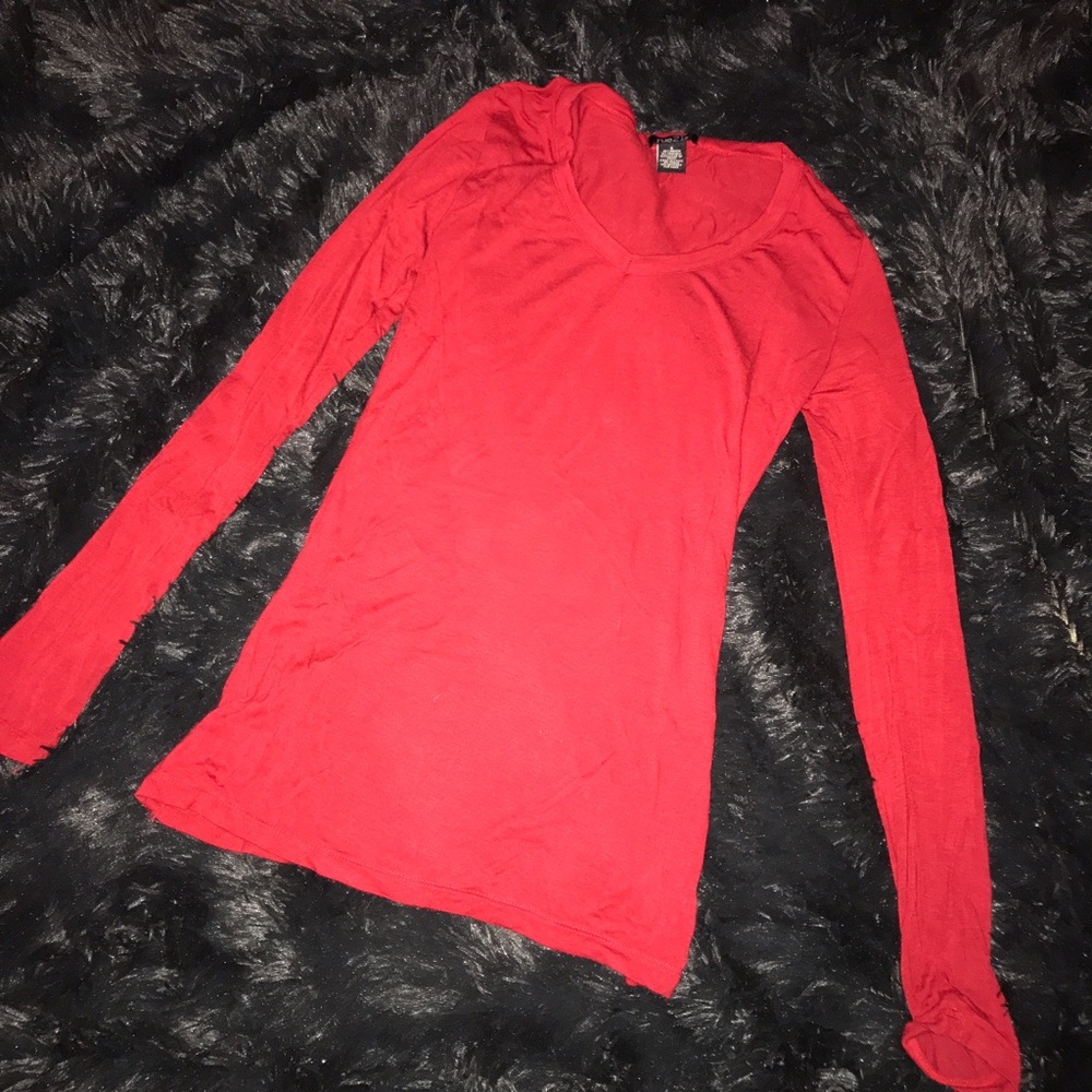 Red long sleeve vneck