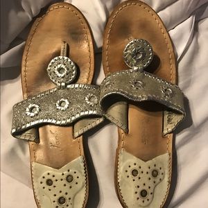 Silver sparkly jack rogers