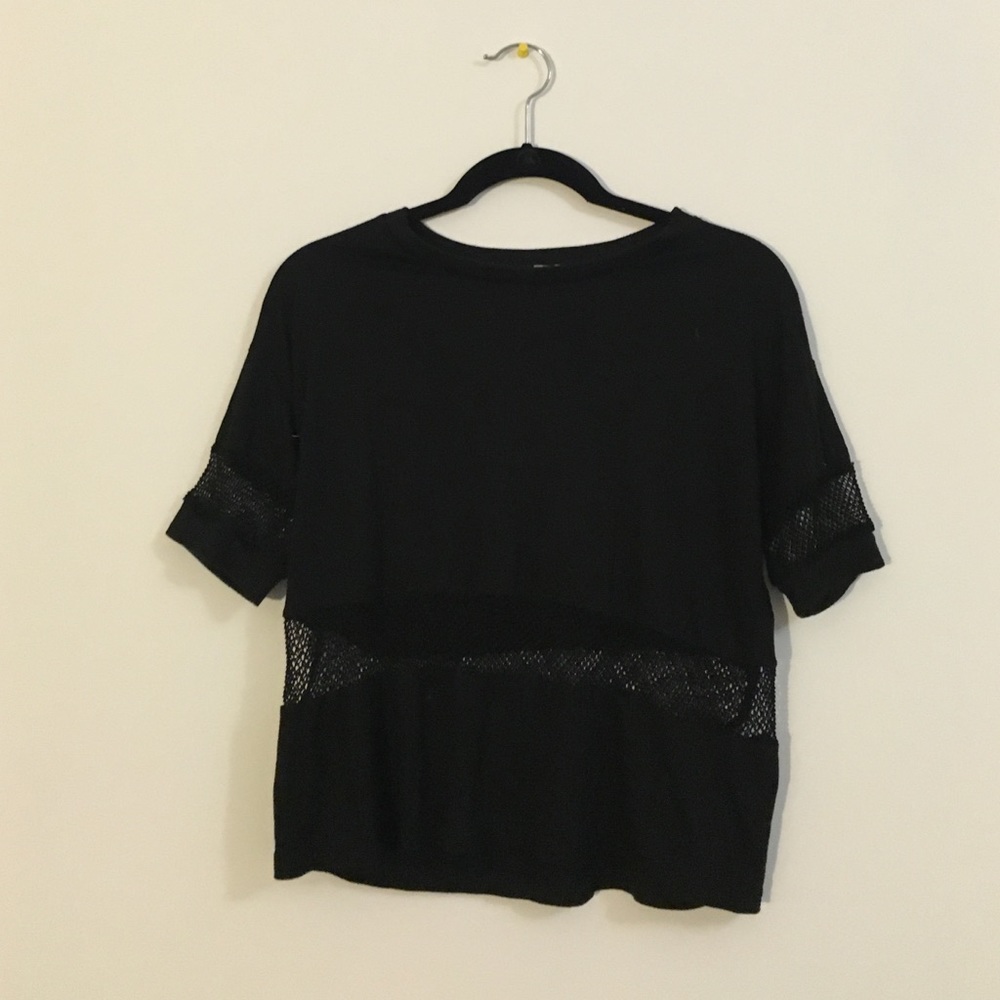 Brandy Melville Black Shirt with Mesh Cut Outs