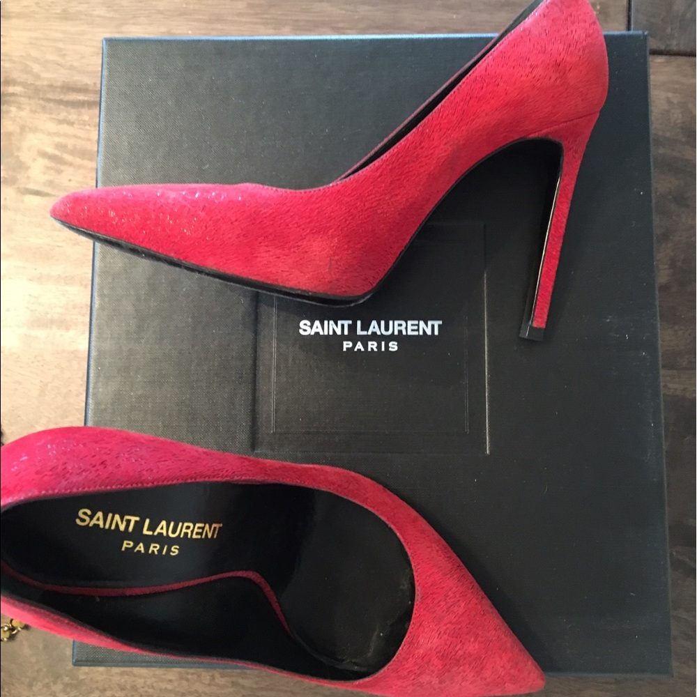 Saint Laurent Red Suede Pumps Sz 5.5 (6)