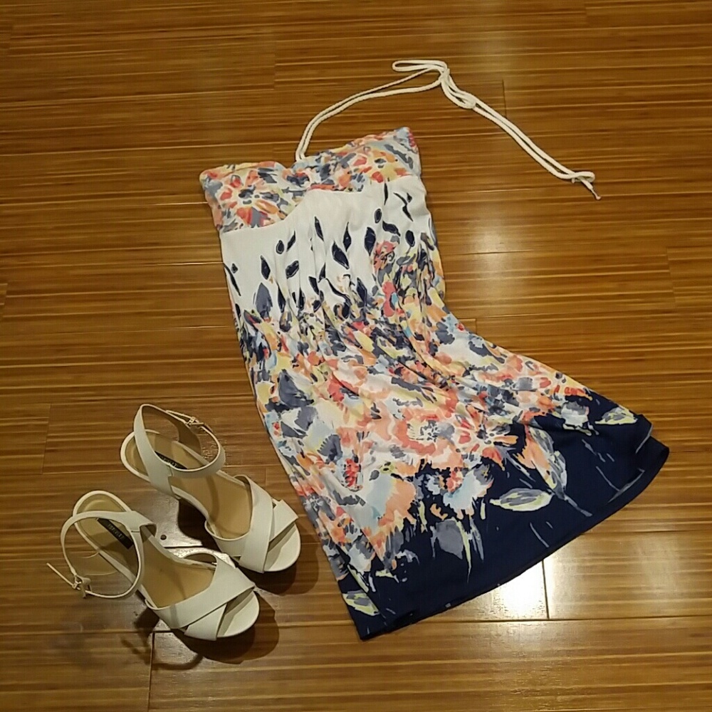 Multi-colored halter dress