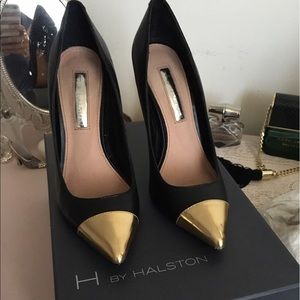 Black cap toe heels