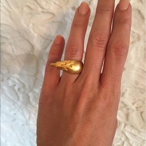 Custom gold plated angel wing ring.