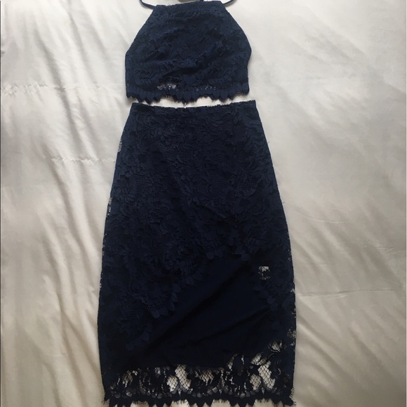 Navy For Love & Lemons Crop Top and Skirt - Picture 3 of 8