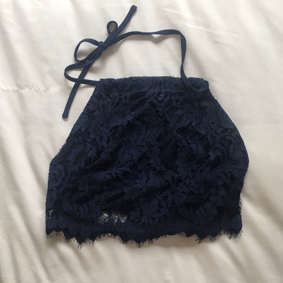 Navy For Love & Lemons Crop Top and Skirt - Picture 4 of 8