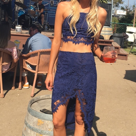 Navy For Love & Lemons Crop Top and Skirt - Picture 8 of 8