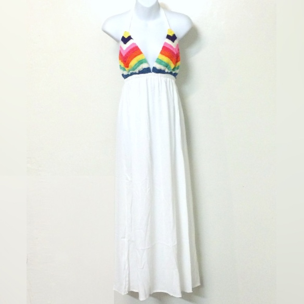 PRISMATIC Crochet MAXI Dress COVERUP Rainbow - Picture 4 of 4