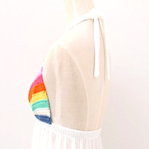PRISMATIC Crochet MAXI Dress COVERUP Rainbow - Picture 3 of 4