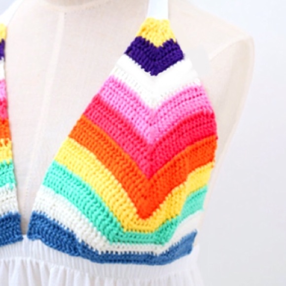 PRISMATIC Crochet MAXI Dress COVERUP Rainbow - Picture 2 of 4