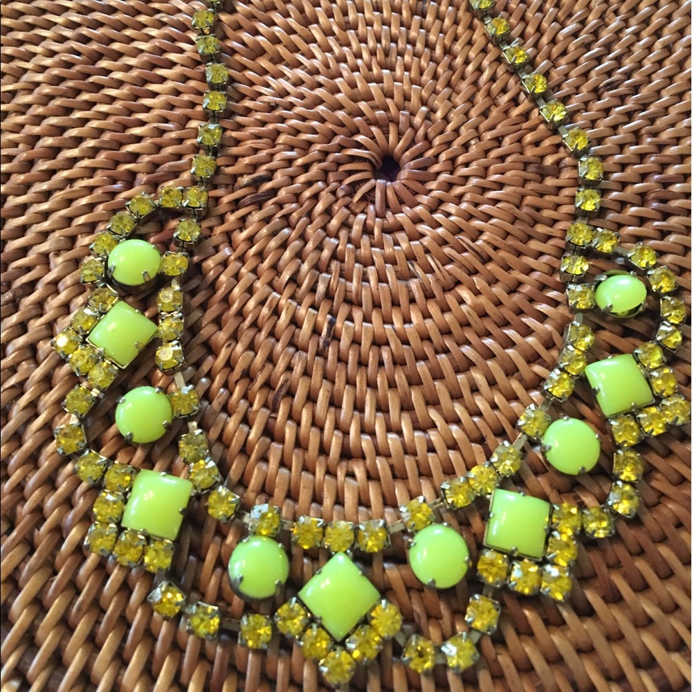 Neon yellow/green and jewel bib necklace