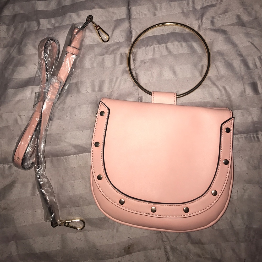 Ring handle handbag with detachable strap NWOT