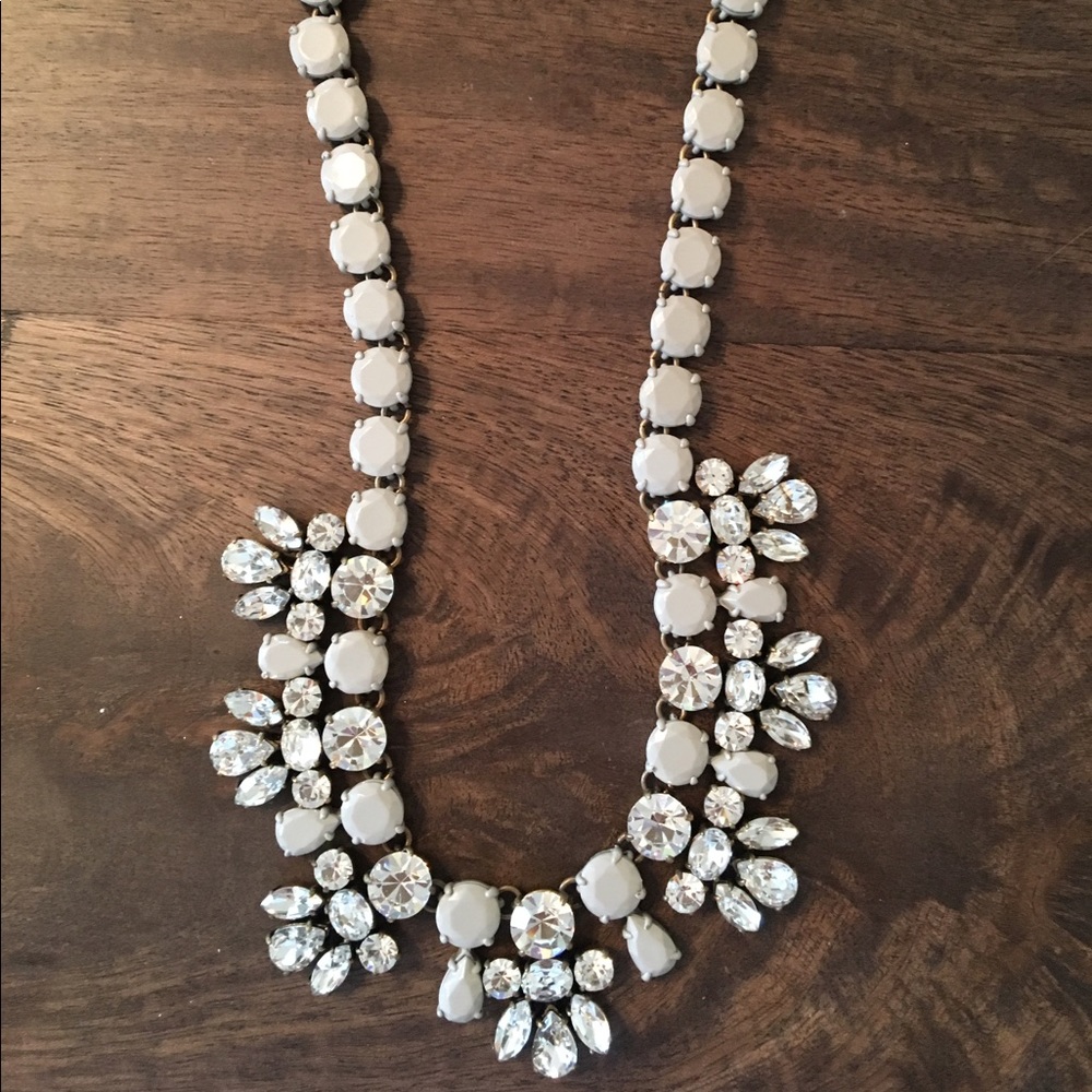 Grey / rhinestone / silver statement necklace